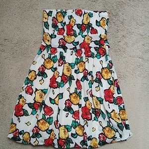 Floral Strapless Balloon Hem knit dress